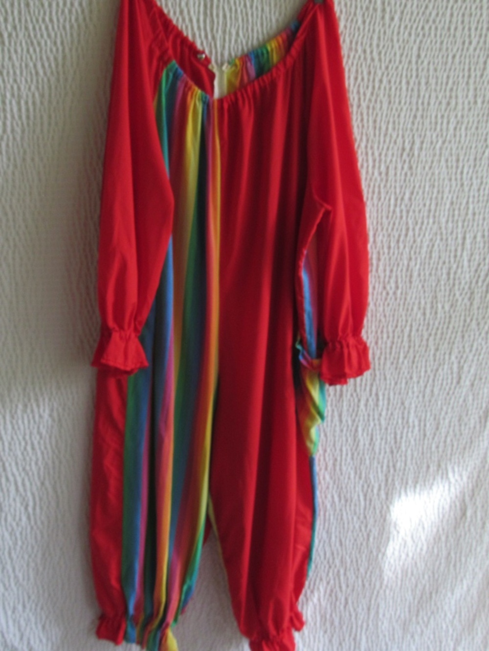 Vintage Handmade Circus Clown Costume Rainbow Stripes Cosplay Halloween UNISEX L